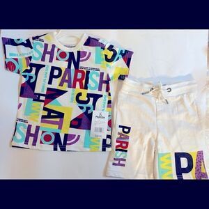🎊Parish Nation kids  Graphic Matching Set with all over logo print 2 T